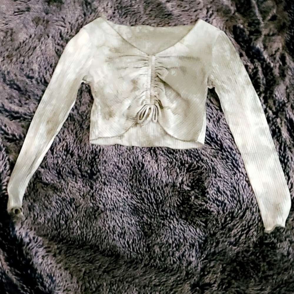 Olive green tye dye crop